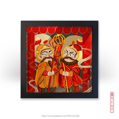 Tranh giấy Art - Hai Vị Hộ Pháp Bồ Tát